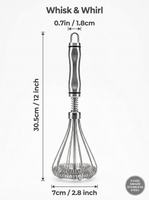 Whisk and Whirl™ Stainless Steel Hand-Push Rotary Whisk
