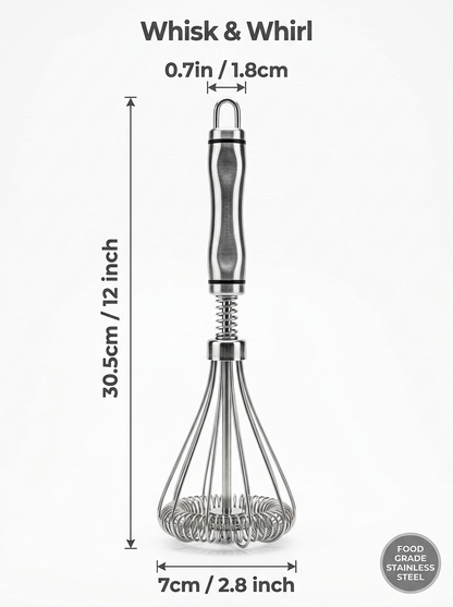 Whisk and Whirl™ Stainless Steel Hand-Push Rotary Whisk