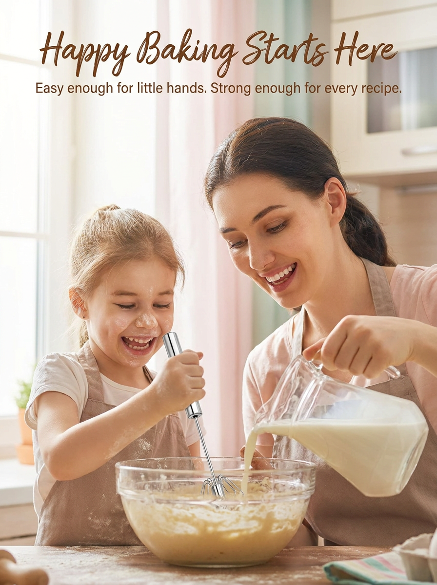 Whisk and Whirl™ Stainless Steel Hand-Push Rotary Whisk