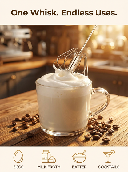 Whisk and Whirl™ Stainless Steel Hand-Push Rotary Whisk