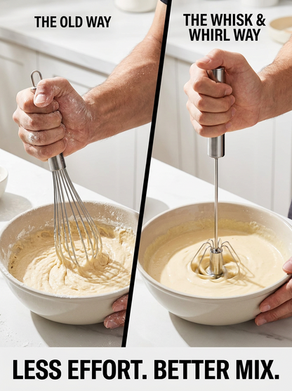 Whisk and Whirl™ Stainless Steel Hand-Push Rotary Whisk